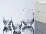 Sake Glass and Carafe Set with cut pattern