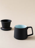 Ceramic Tea Cup with lid and Stainless Steel Mesh Tea Strainer