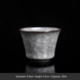 Glass Tea Cup "Black Ice Flakes"