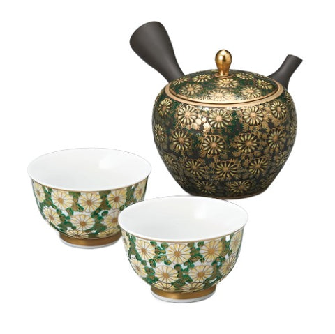 Tokoname x Kutani Japanese Tea Set "Chrysanthemum"