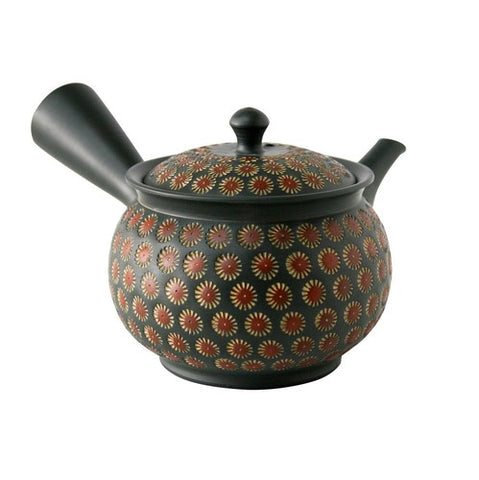 Tokoname Japanese Teapot "Double Flower"