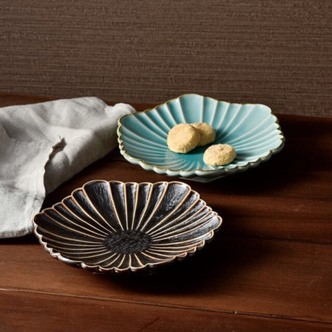 Peacock Mino Ware Plate Set (2 pcs)