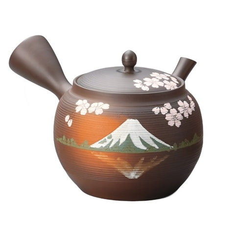 日本常滑烧樱花富士山茶壶